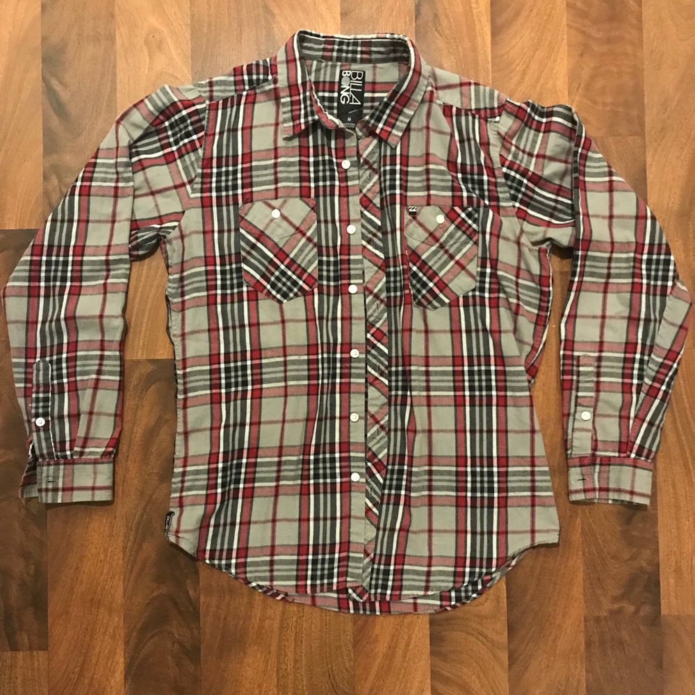 Billabong Red/Grey/Black Flannel Size M